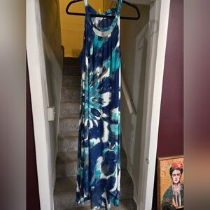 Blue and White Floral Maxi Dress